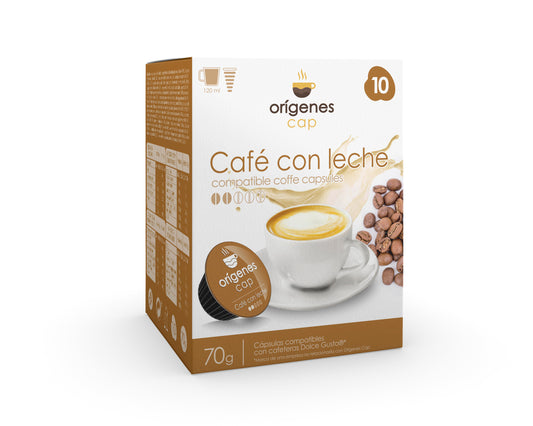 10 cápsulas Café con leche compatibles con Dolce Gusto