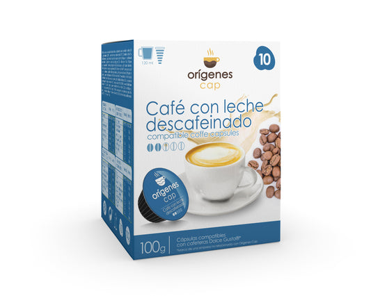 10 cápsulas Café con leche Descafeinado compatible con Dolce Gusto